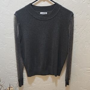 Stitchcount Charcoal Sweater with Sheer Sleeves